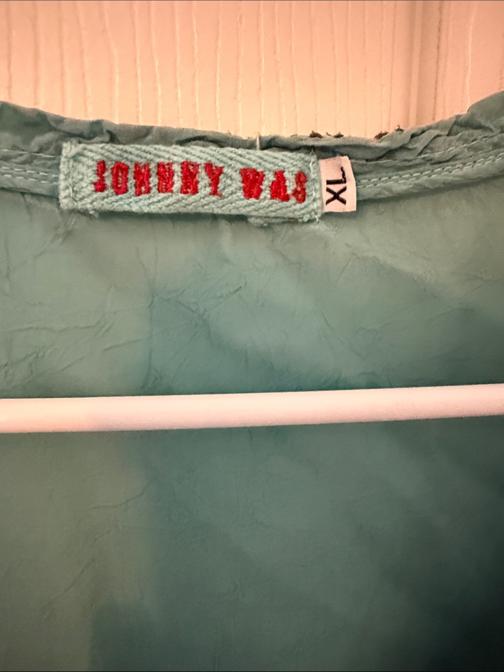 Johnny Was Teal V-Neck Tunic with Multicolor Floral Embroidery - Picture 3 of 5